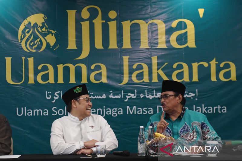 Ketua Umum Partai Kebangkitan Bangsa (PKB) Muhaimin Iskandar menghadiri Ijtima Ulama DKI Jakarta di salah satu hotel di Jakarta, Kamis (2/2/2023).(Ant)