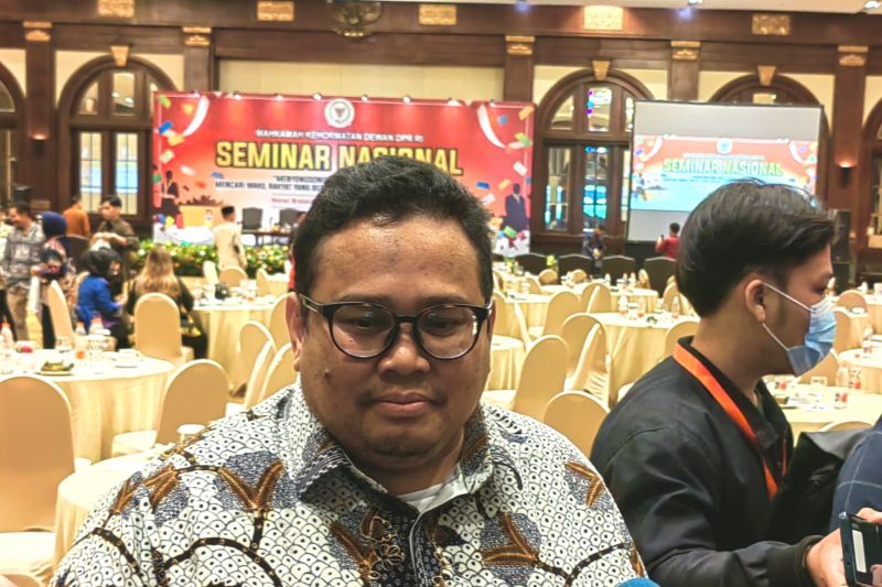 Ketua Bawaslu RI Rahmat Bagja usai acara Seminar Mahkamah Kehormatan Dewan (MKD) DPR RI, Jakarta, Jumat (17/3/2023).