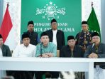 Pengurus Dewan Syuro PKB saat konferensi pers di kantor PBNU, Jakarta Pusat, pada Jum'at (09/08/2024).